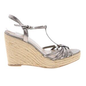VICTORIA'S SECRET COLIN STUART T-STRAP Espadrille Pewter Metallic 10 Y2K NEW